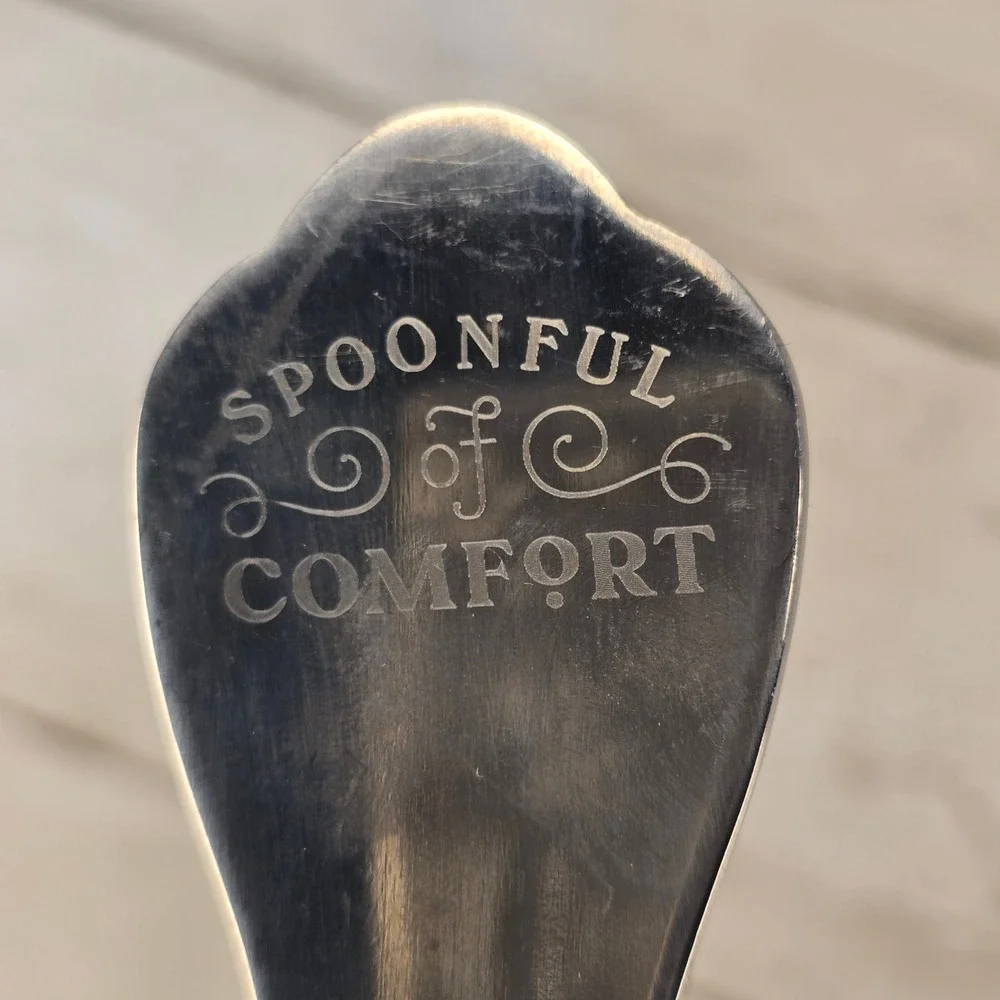 Spoonful of Comfort Stainless Steel Soup Ladle Silver Engraved Scroll Handle